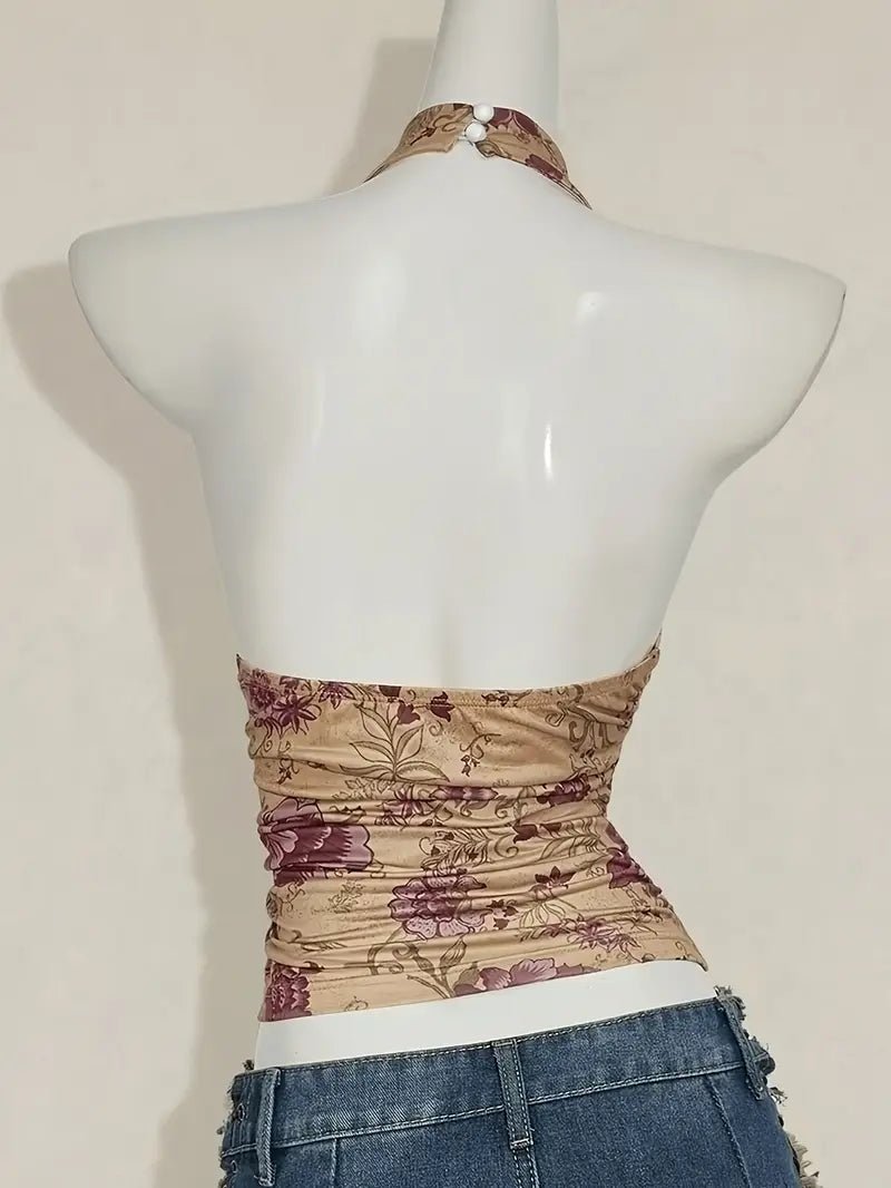 Top Corto Sin Mangas Floral Y2K — Estilo Juvenil y Moderno para Todas las Estaciones - BAKONE