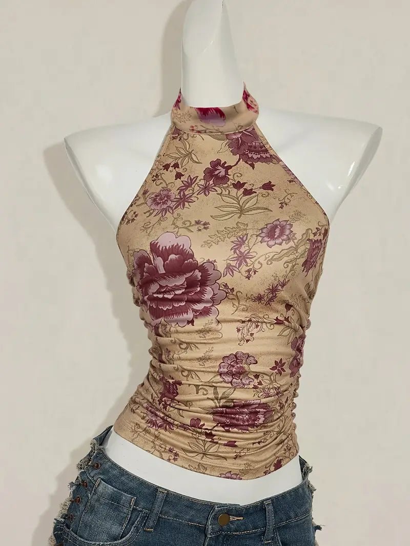 Top Corto Sin Mangas Floral Y2K — Estilo Juvenil y Moderno para Todas las Estaciones - BAKONE