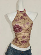 Top Corto Sin Mangas Floral Y2K — Estilo Juvenil y Moderno para Todas las Estaciones - BAKONE