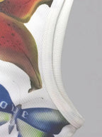 Top Corto Y2K con Estampado Floral y de Mariposas - BAKONE