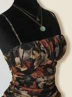 Vestido Acampanado Floral con Volantes y Tirantes Finos - BAKONE