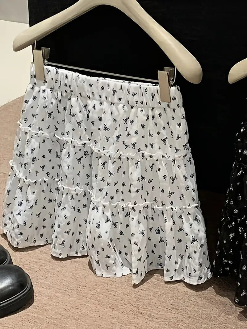 Vestido Elegante de Estilo Coreano para Mujer – A - Line Floral Azul Marino - BAKONE