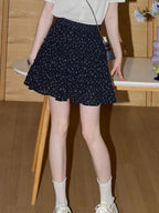 Vestido Elegante de Estilo Coreano para Mujer – A - Line Floral Azul Marino - BAKONE