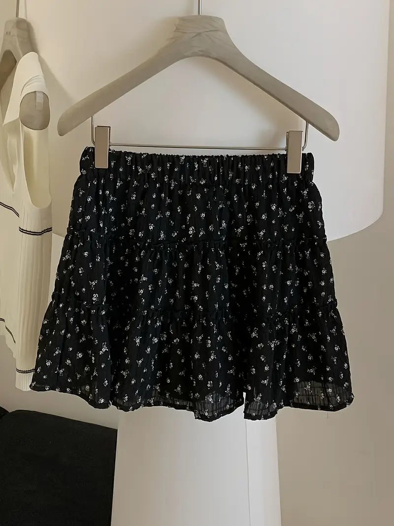 Vestido Elegante de Estilo Coreano para Mujer – A - Line Floral Azul Marino - BAKONE